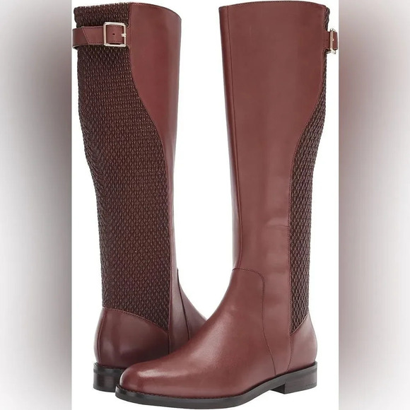 NEW Cole Haan Idah Leather Equestrian Knee High Riding Boots Chestnut size 7.5 - Picture 1 of 9